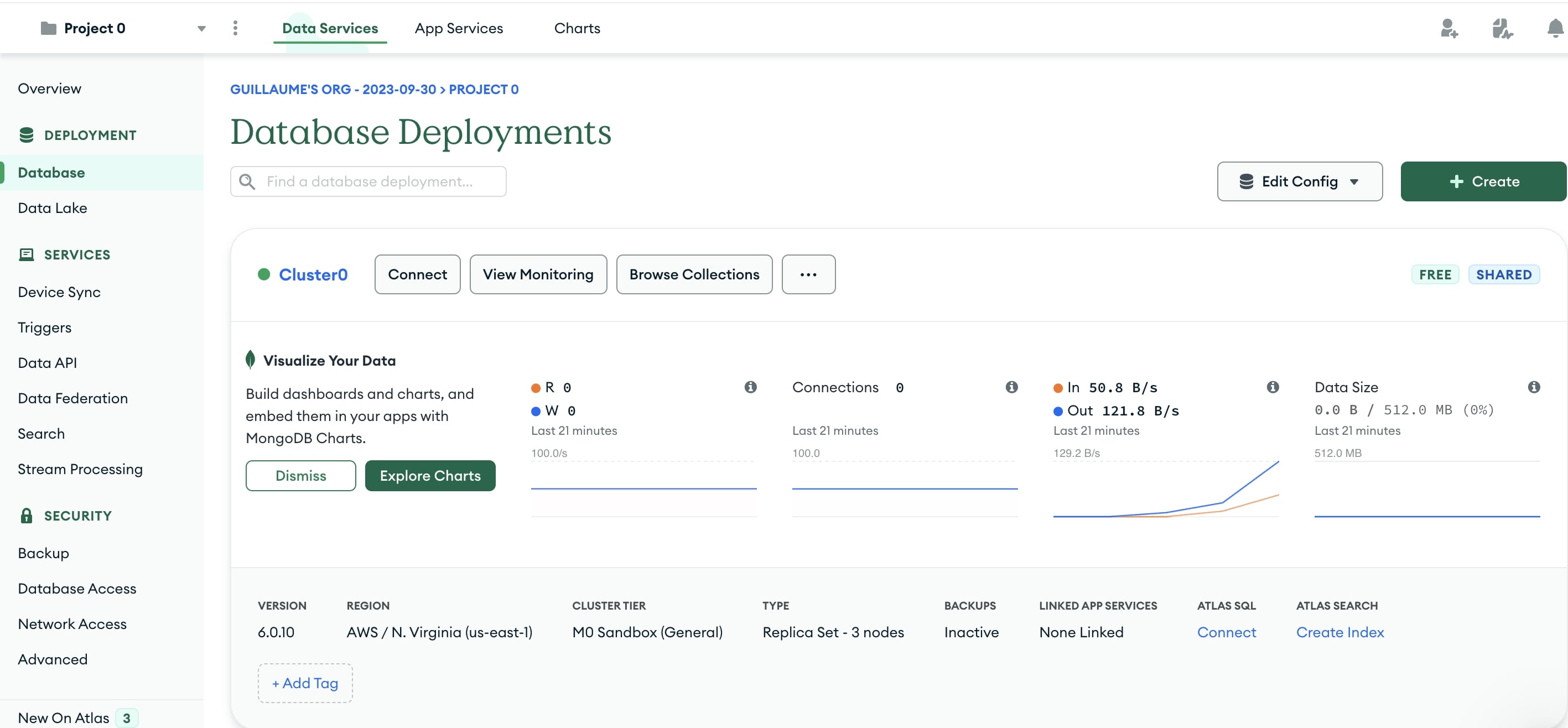 Set up a collection on MongoDB Atlas.